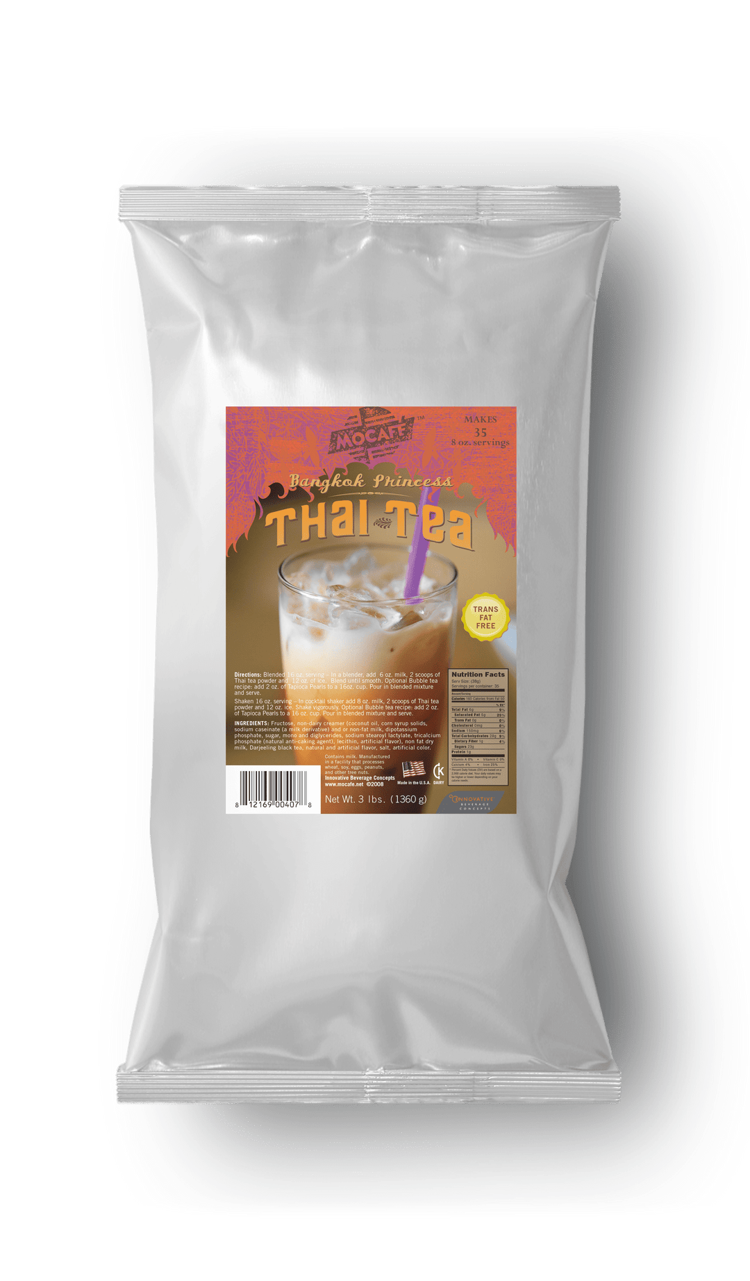Thai Tea Latte Powder Mix 3lb Bag by Mocafe