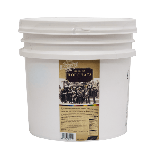 25 lb white tub of Mexican Horchata drink Mix from MOCAFE