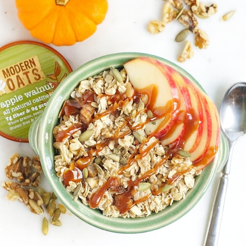 Caramel Apple Oatmeal Recipe with Modern Oats Apple Walnut | Easy Fall Breakfast Idea