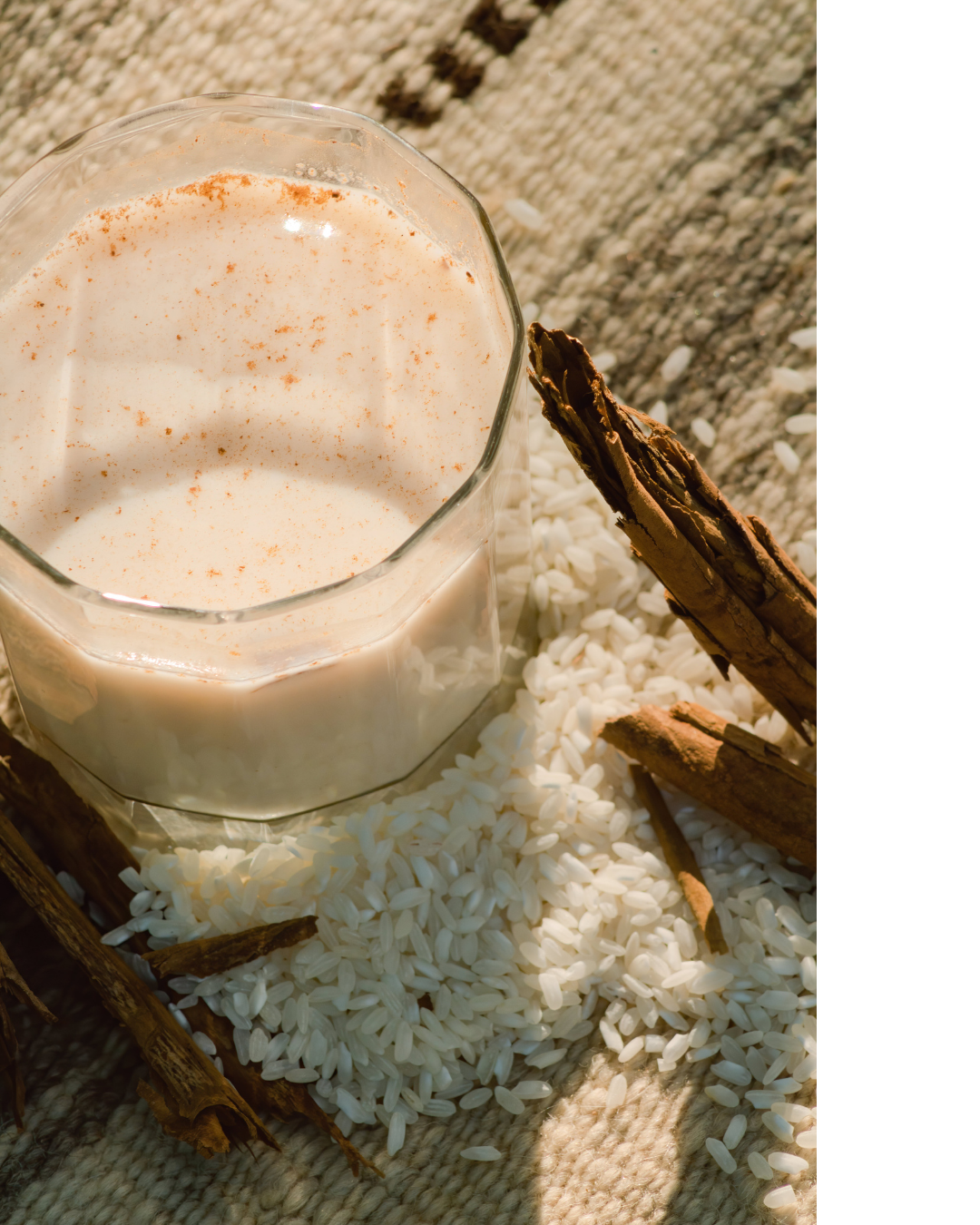 glass of Horchata Latte made with MOCAFE™ Mexican Horchata powdered beverage mix