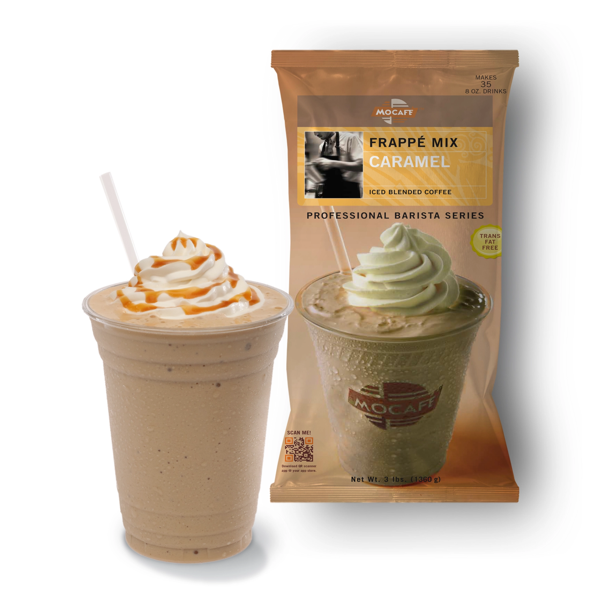 MOCAFE™ Caramel Latte Frappe Powder Mix 3 lb bag for café beverages