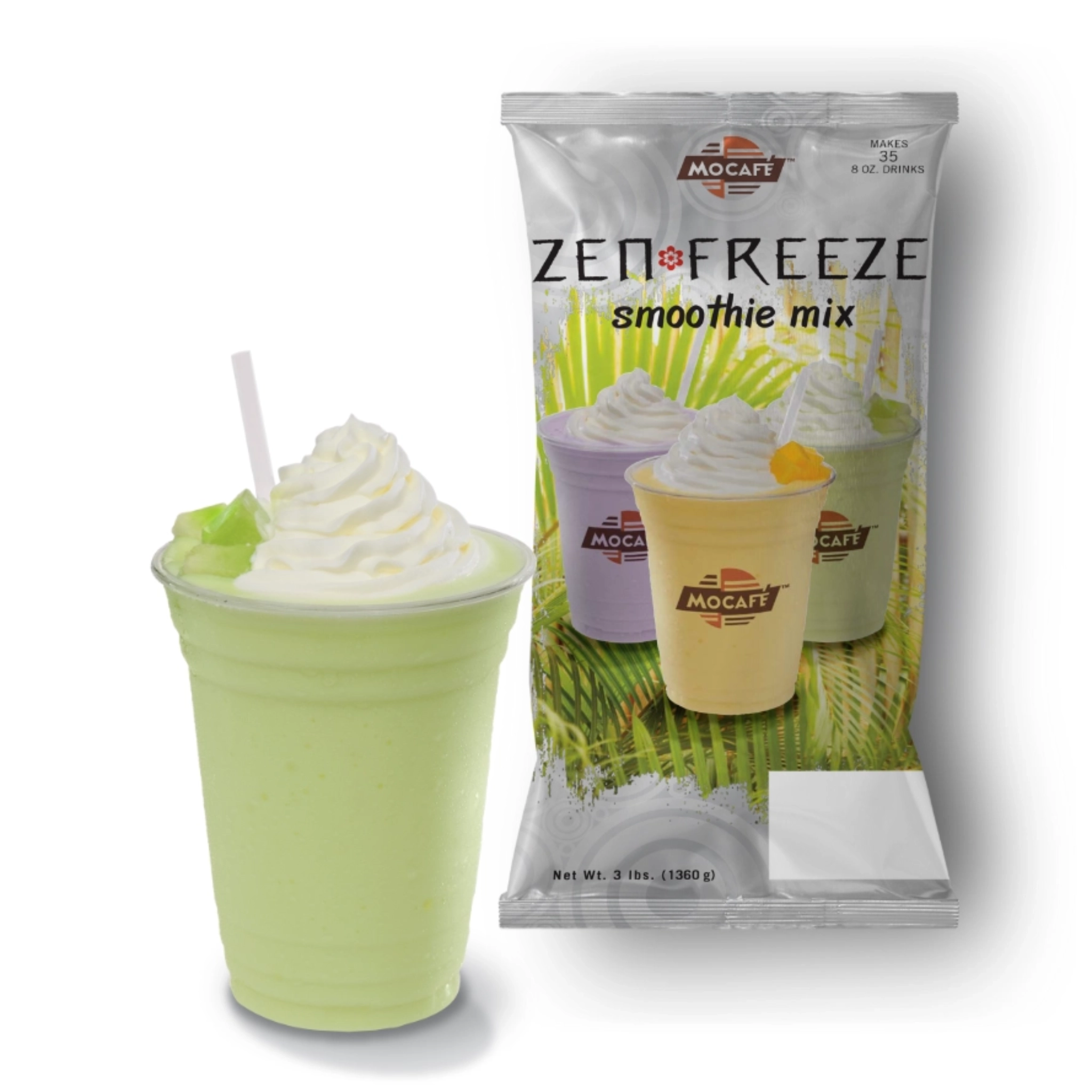 MOCAFE™ ZENFreeze Honeydew Melon Powder Mix for Boba & Smoothies 3 lb bag for café beverages