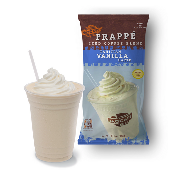 MOCAFE Tahitian Vanilla Latte Frappe Mix Powder 3 lb bag for café beverages